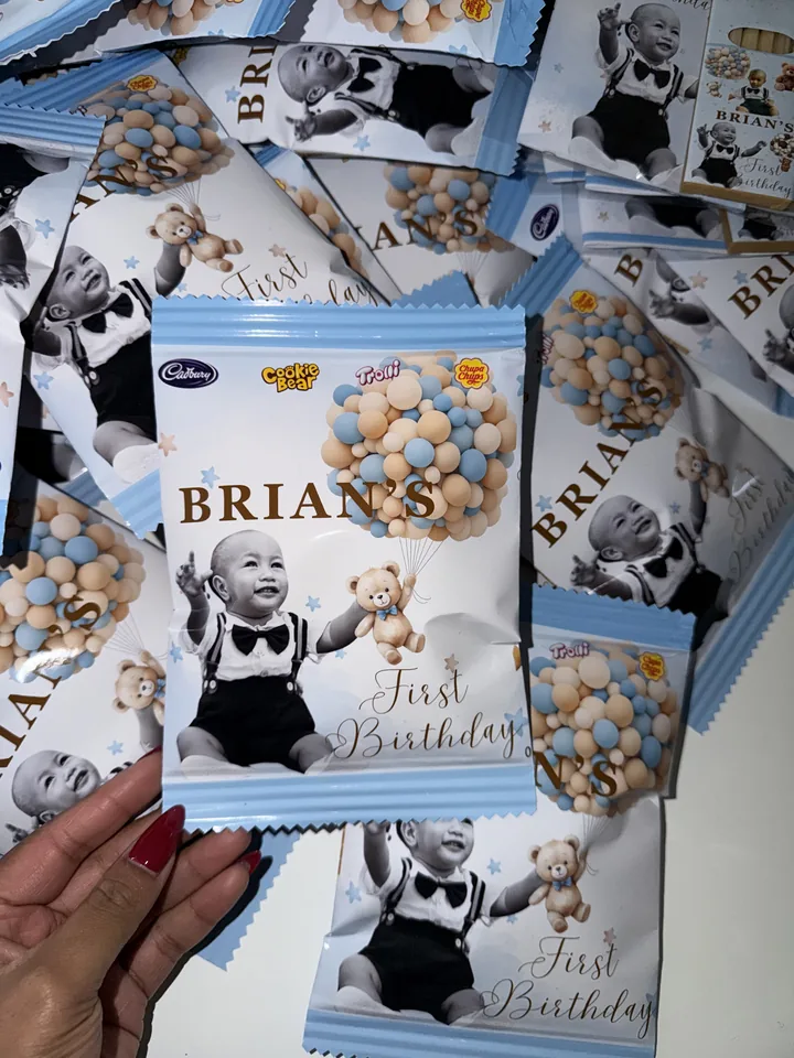Personalised filled chip bag created by Essence of Raz.