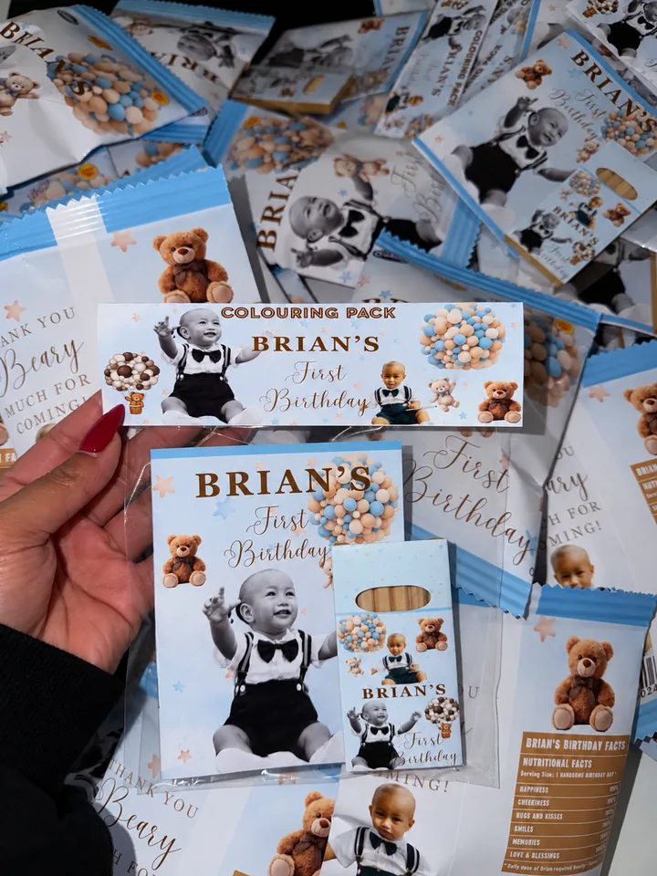 Personalised colouring pack with custom book and pencil pack.