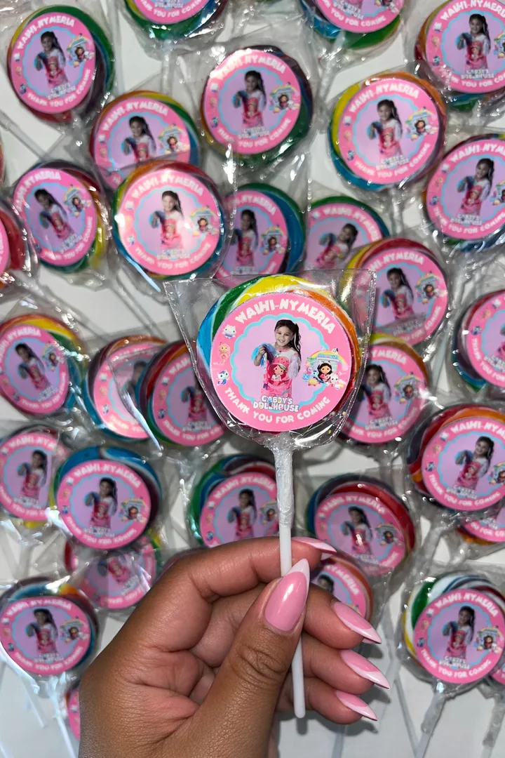 Personalised photo lollipops created by Essence of Raz.